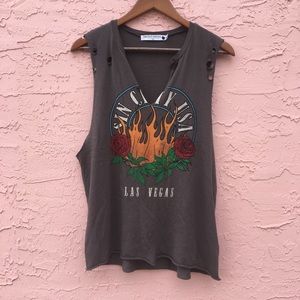 Project Social T Distressed T-Shirt Tee Las Vegas Sin City USA Roses Size S